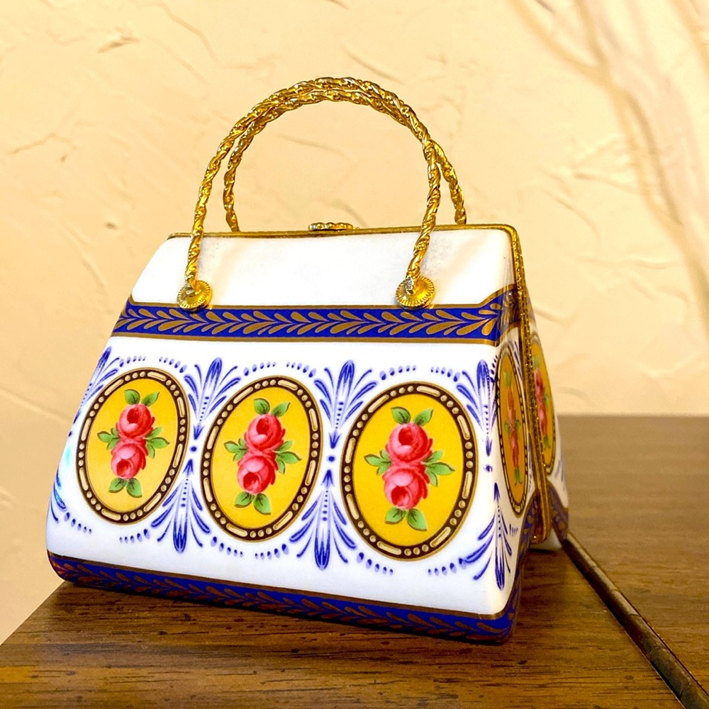 Beautiful HANDBAG/PURSE Hinged Trinket Box Vintage 1970’s 4” - Picture 1 of 10